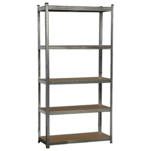 Стеллаж металлический BOOMHOUSE (БУМХАУС) безболтовой, 2000x1000x400 мм, 5 полок МДФ, нагрузка на стеллаж до 875 кг, серебристый, 291414