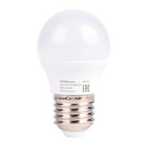 Лампа светодиодная SONNEN EXTRA, 7 (60) Вт, E27, шар, нейтральный белый, 30000 ч, LED G45-7W-4000-Е27, 457912
