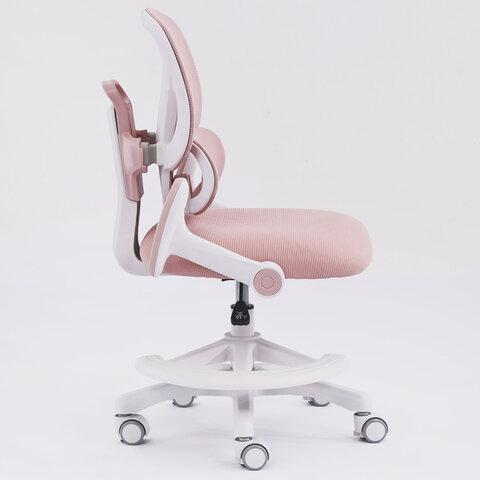 Кресло детское с подставкой для ног BRABIX KIDS "MG-220", сетка/ткань TW, розовое, 533314