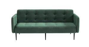 Монако диван-кровать прямой с подлокотниками, трехместный, бархат зеленый 19