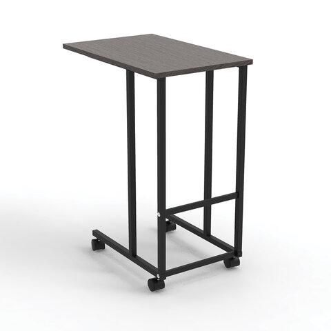 Стол BRABIX "Smart CD-014", 380х600х755 мм, ЛОФТ, на колесах, металл/ЛДСП ясень, каркас черный, 641885