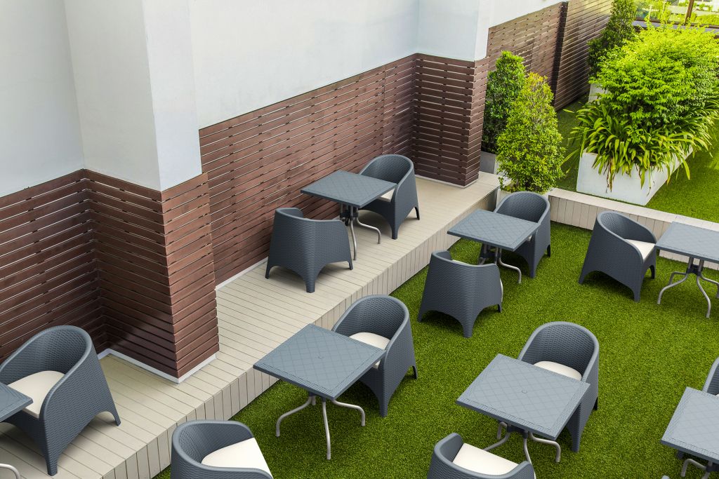 Кресло пластиковое плетеное Aruba темно-серый