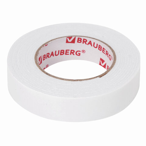 Клейкая двусторонняя лента 15 мм х 2 м, НА ВСПЕНЕННОЙ ОСНОВЕ 1 мм, прочная, BRAUBERG, блистер, 606418