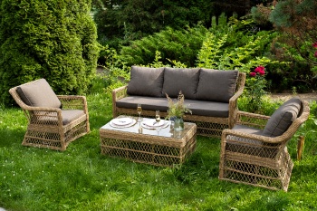 "Гранд Латте" лаунж-зона из искусственного ротанга, цвет соломенныйцвет соломенный