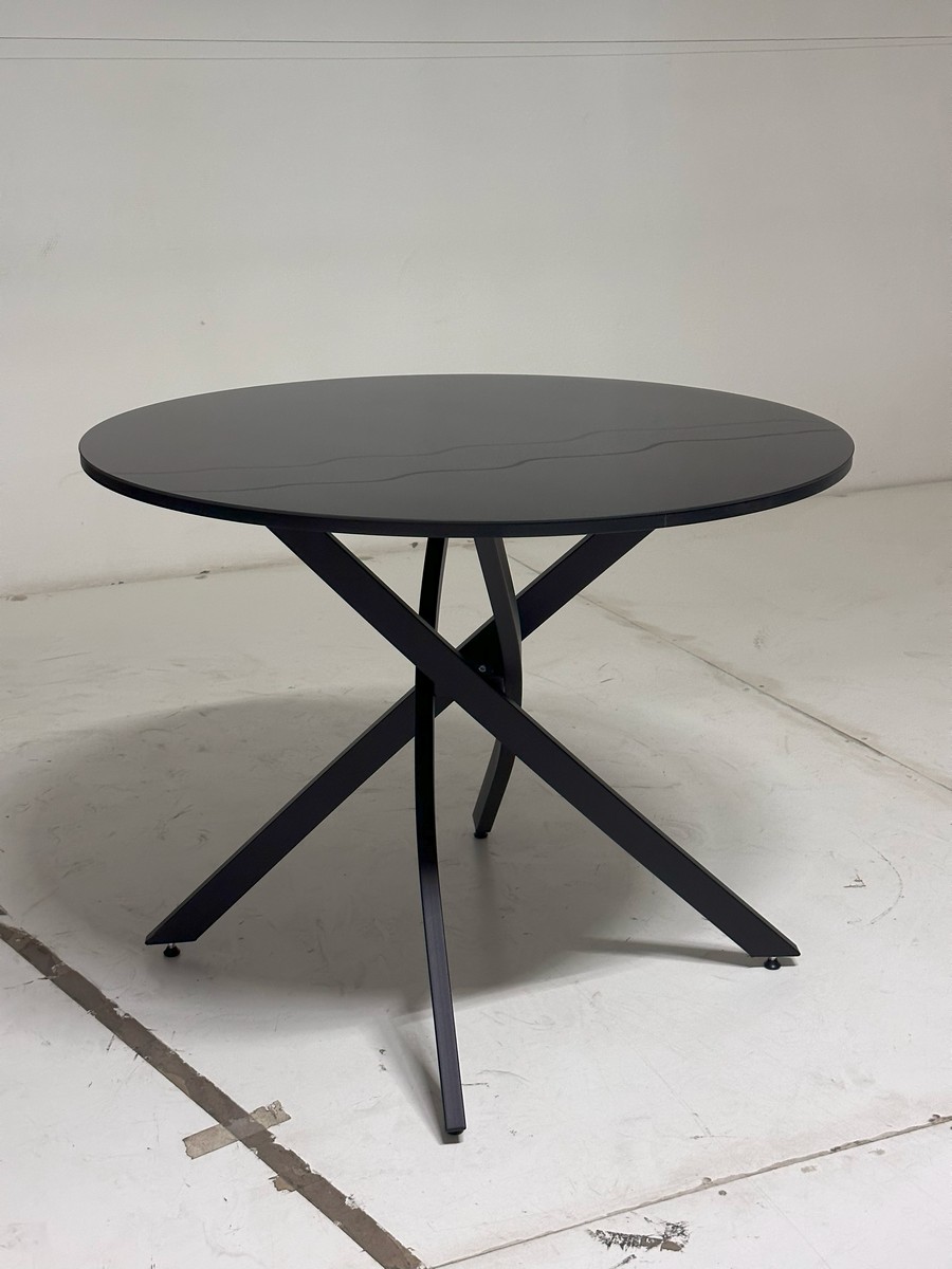 Стол ДАРИО D100 Черный, стекло/ Черный каркас