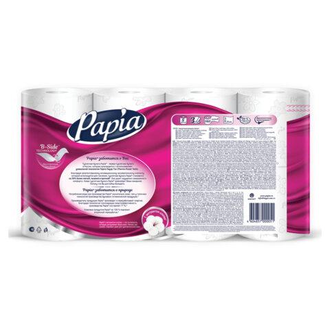 Бумага туалетная бытовая, спайка 8 шт., 3-слойная (8х16,5 м), PAPIA, 5080721