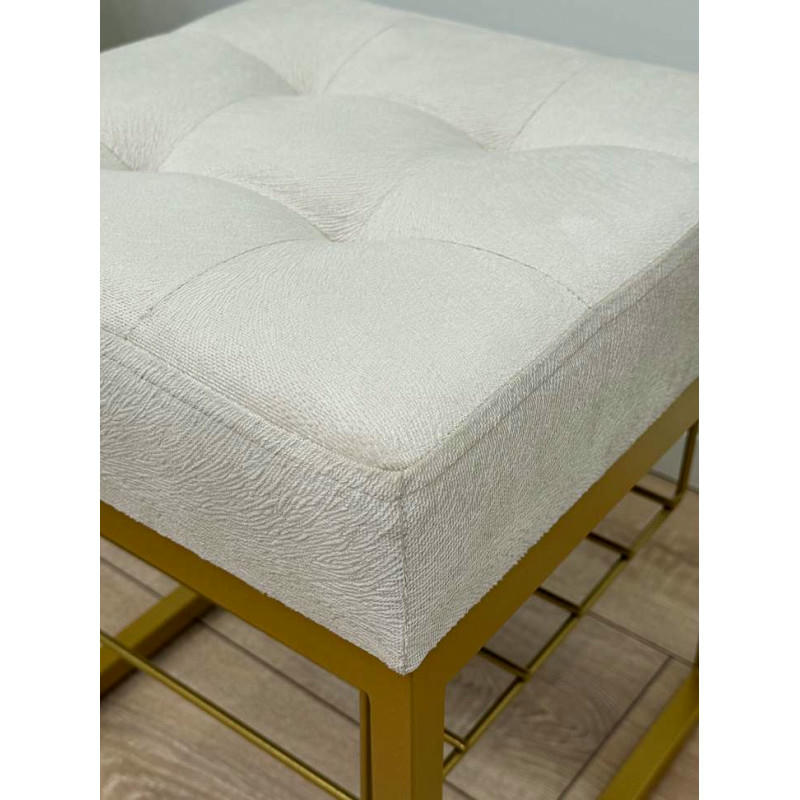 Банкетка Марсей 40-44 с полкой (светло-бежевый/золото)