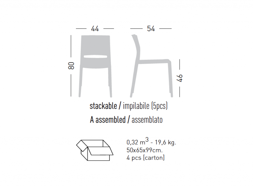 Стул пластиковый Bakhita шафран