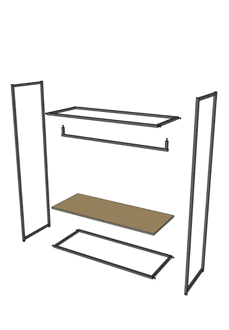 Стеллаж для одежды в стиле Лофт A17120-03-ЧДС (170х120х45)
