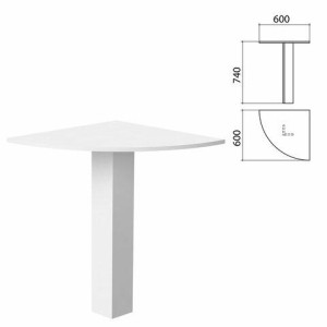 Стол приставной угловой "Бюджет", 600х600х740 мм, белый, 402664-290