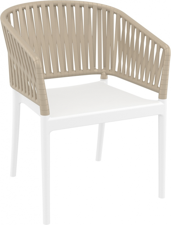 Кресло пластиковое с подушкой Portofino белый, бежевый, бежевый