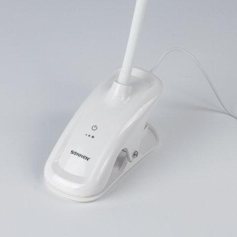 Настольная лампа / светильник SONNEN BR-819C, на прищепке, светодиодная, 8 Вт, белый, 236667