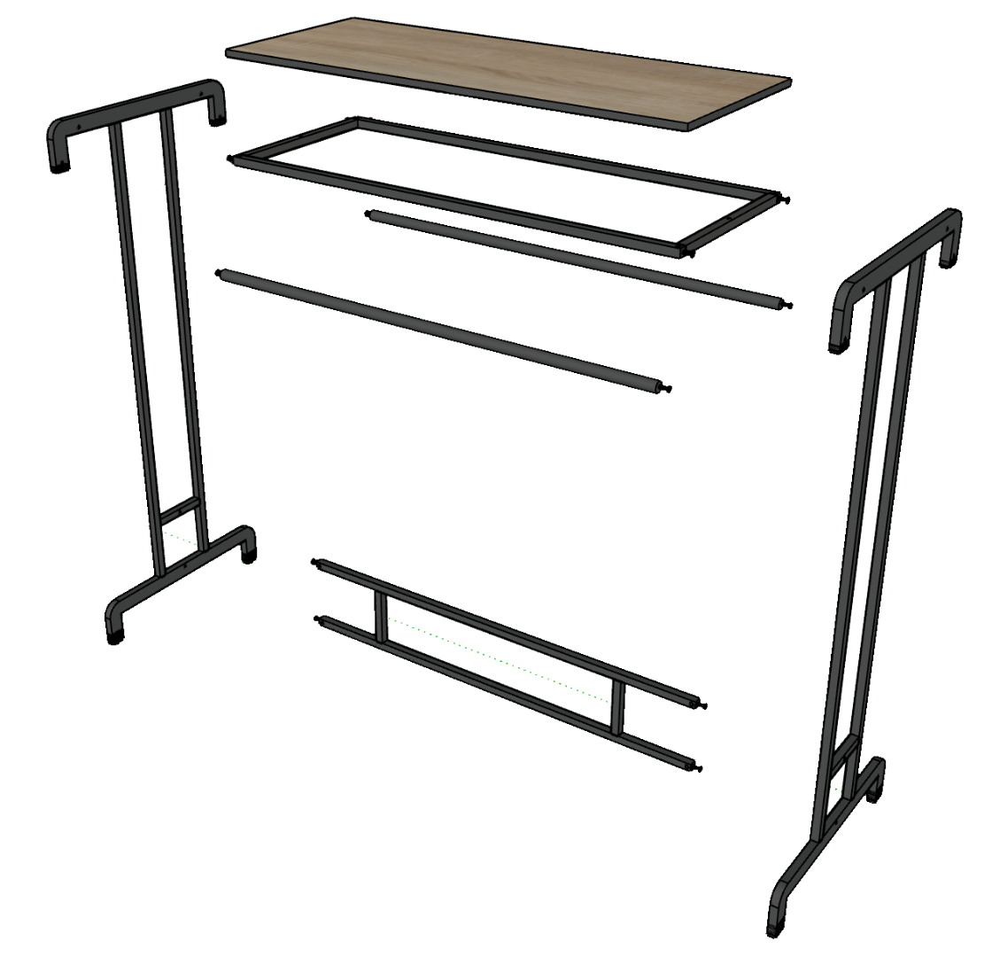 Вешало для одежды FORTE-PRO двухстороннее1400х600, черного цвета