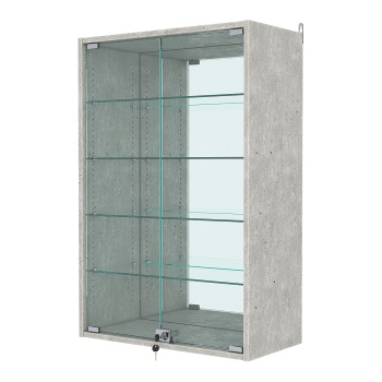 Витрина настенная с регулировочными полками №2-2АГ-РЕГ с зеркалом, Метрополитан Грей