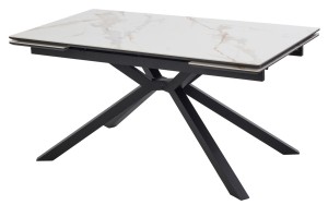 Стол ТАНГО 160 CALACATTA GOLD , керамика / Черный каркас,