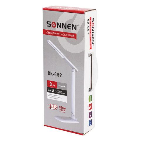 Настольная лампа / светильник SONNEN BR-889, на подставке, светодиодная, 8 Вт, белый, 236662