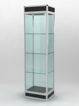 Витрина "ПРОФИЛЬ ПОДИУМ" №3-400-2 (задняя стенка - стекло), Черный