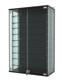 Витрина "АТРИУМ" с регулировочными полками настенная №2-2Г-РЕГ, Черный