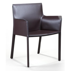 Стул с подлокотниками Барри, кожа коричневый