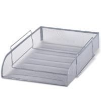 Лоток горизонтальный металлический для бумаг BRAUBERG "Germanium", А4 (260х337х77 мм), серебристый, 231955