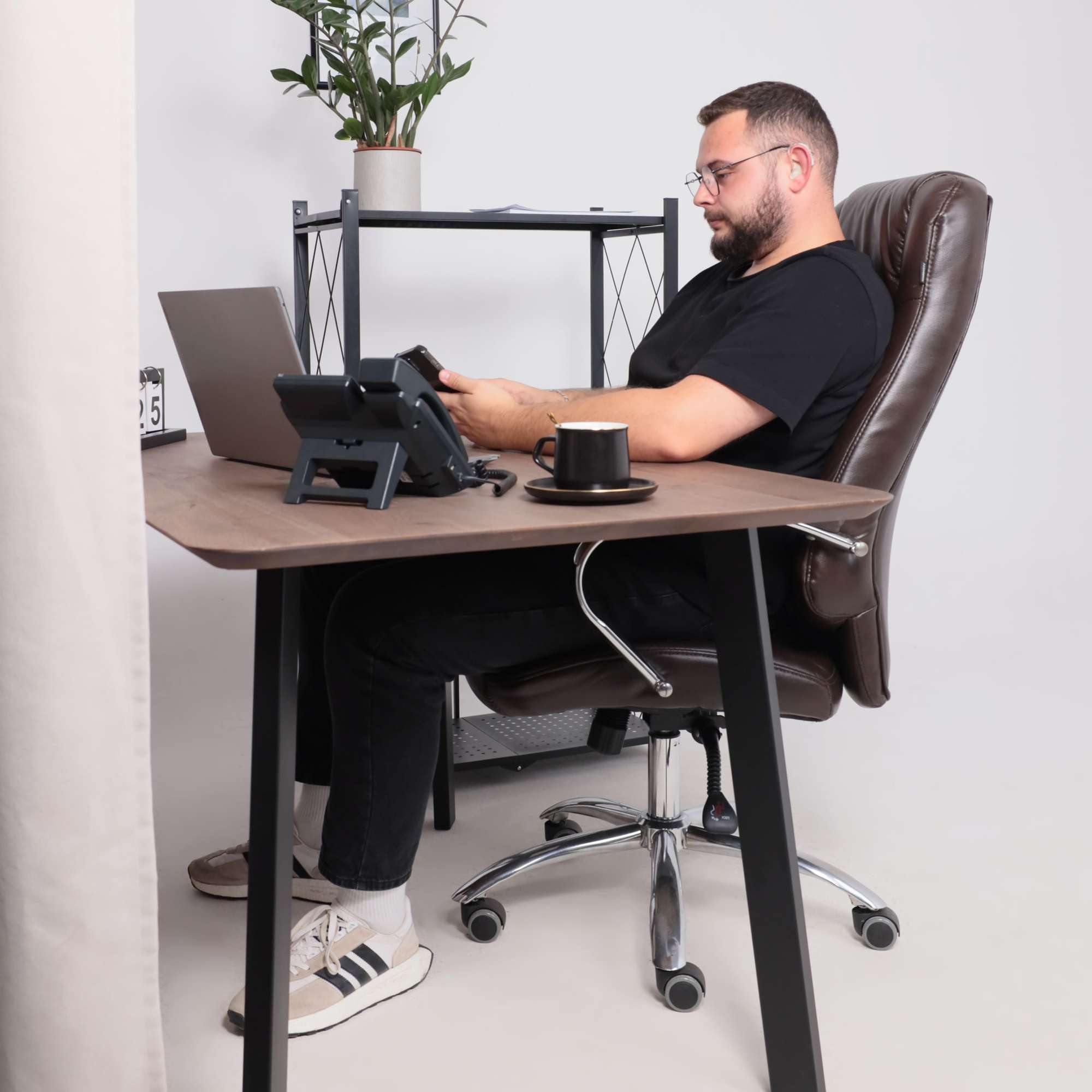 Кресло поворотное King, темно-коричневый, натуральная кожа