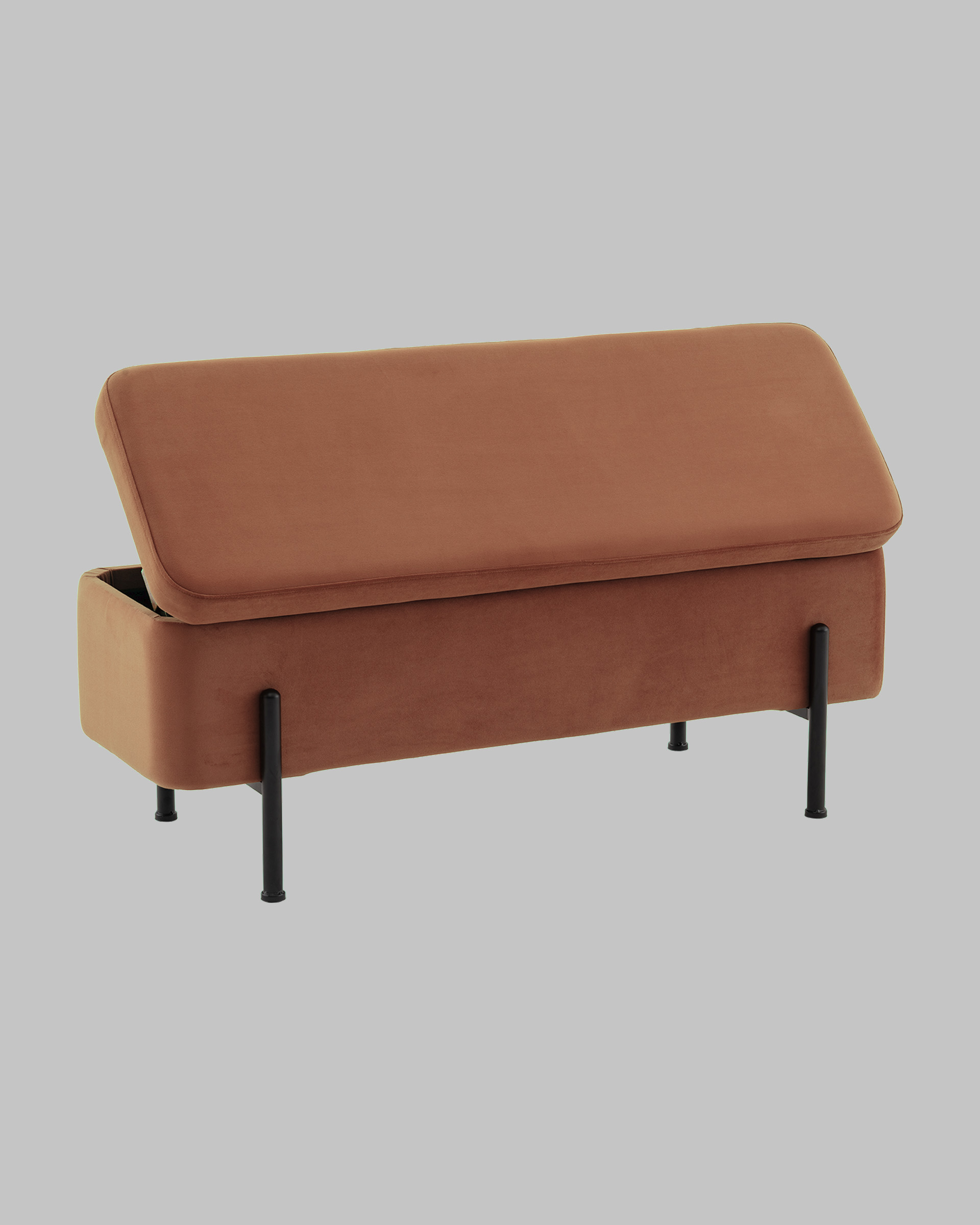 Банкетка Болейн с ящиком велюр терракотовый черные ножки