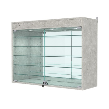 Витрина настенная с регулировочными полками №3-8АГ-РЕГ с зеркалом и с подсветкой, Метрополитан Грей