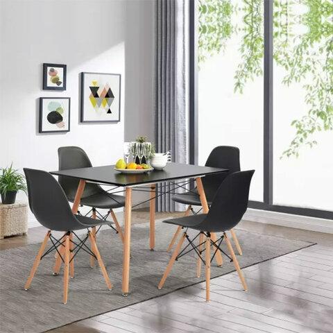 Стулья BRABIX "Eames CF-010", КОМПЛЕКТ 4 шт., пластик черный, опоры дерево/металл, 532631