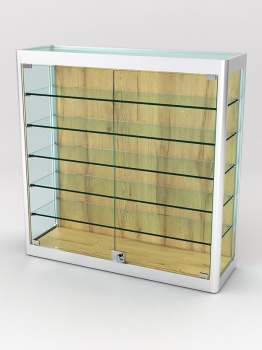 Витрина из профиля настенная "ВАЙБ ИКС" №1-5П-ДСП-220 (задняя стенка ДСП), Дуб Золотистый