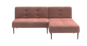 Монако диван-кровать с шезлонгом, без подлокотников, бархат пудровый 15