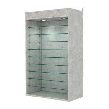 Витрина настенная с регулировочными полками №2-7ГГ-РЕГ с подсветкой, Метрополитан Грей