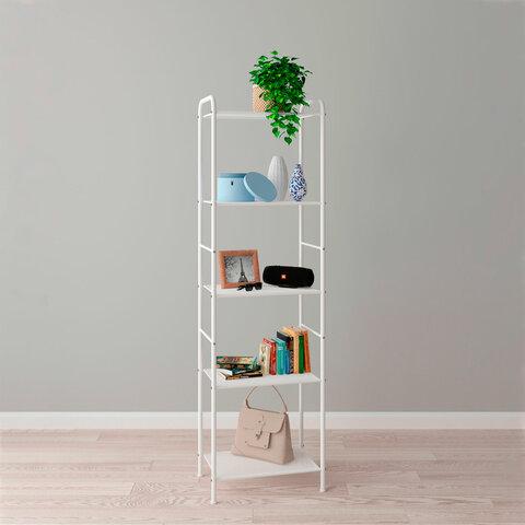 Стеллаж на металлокаркасе "Валенсия-15", 455х300х1555 мм, 5 полок, белый, СТВ15 Б