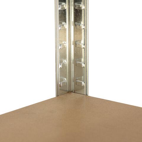 Стеллаж металлический BOOMHOUSE (БУМХАУС) безболтовой, 1800x900x400 мм, 5 полок МДФ, нагрузка на стеллаж до 875 кг, серебристый, 291412