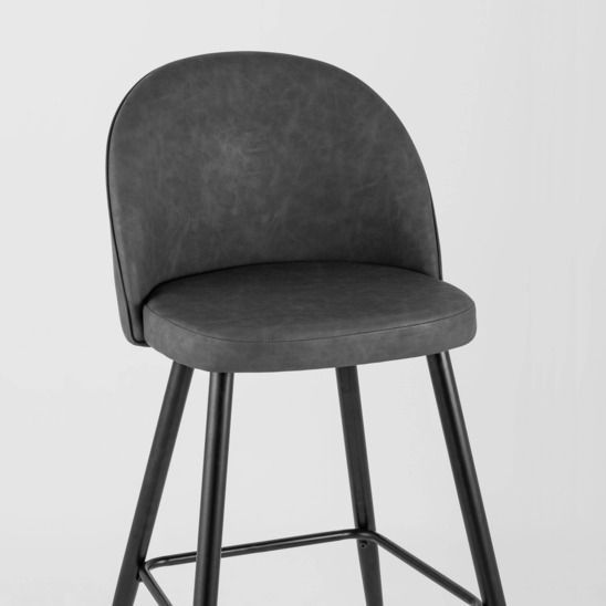 Стул барный Лион, темно-серая экокожа