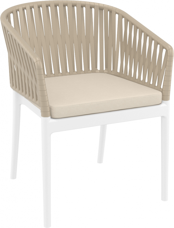 Кресло пластиковое с подушками Portofino белый, бежевый, бежевый