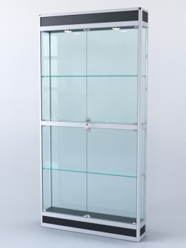 Витрина "ПРЯМОУГОЛЬНАЯ" №3-200-2 (задняя стенка - стекло), Черный