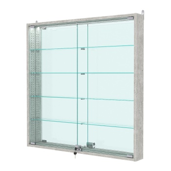 Витрина настенная с регулировочными полками №4-4АУ-РЕГ с зеркалом и с подсветкой, Метрополитан Грей