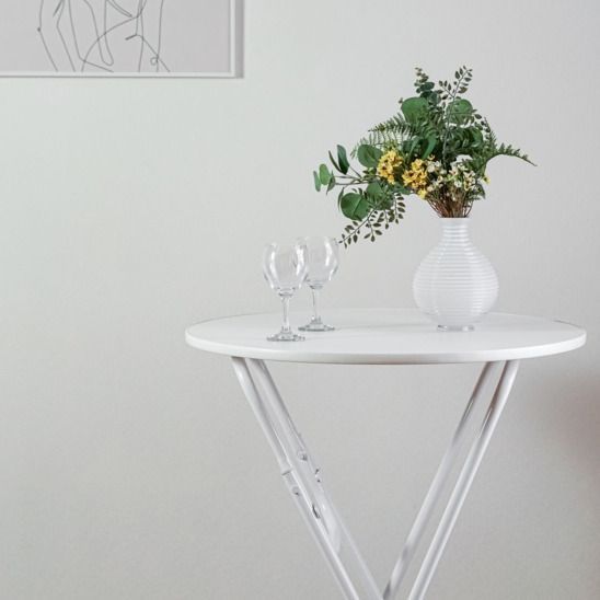 Стол Лидер 9, D80см, белый