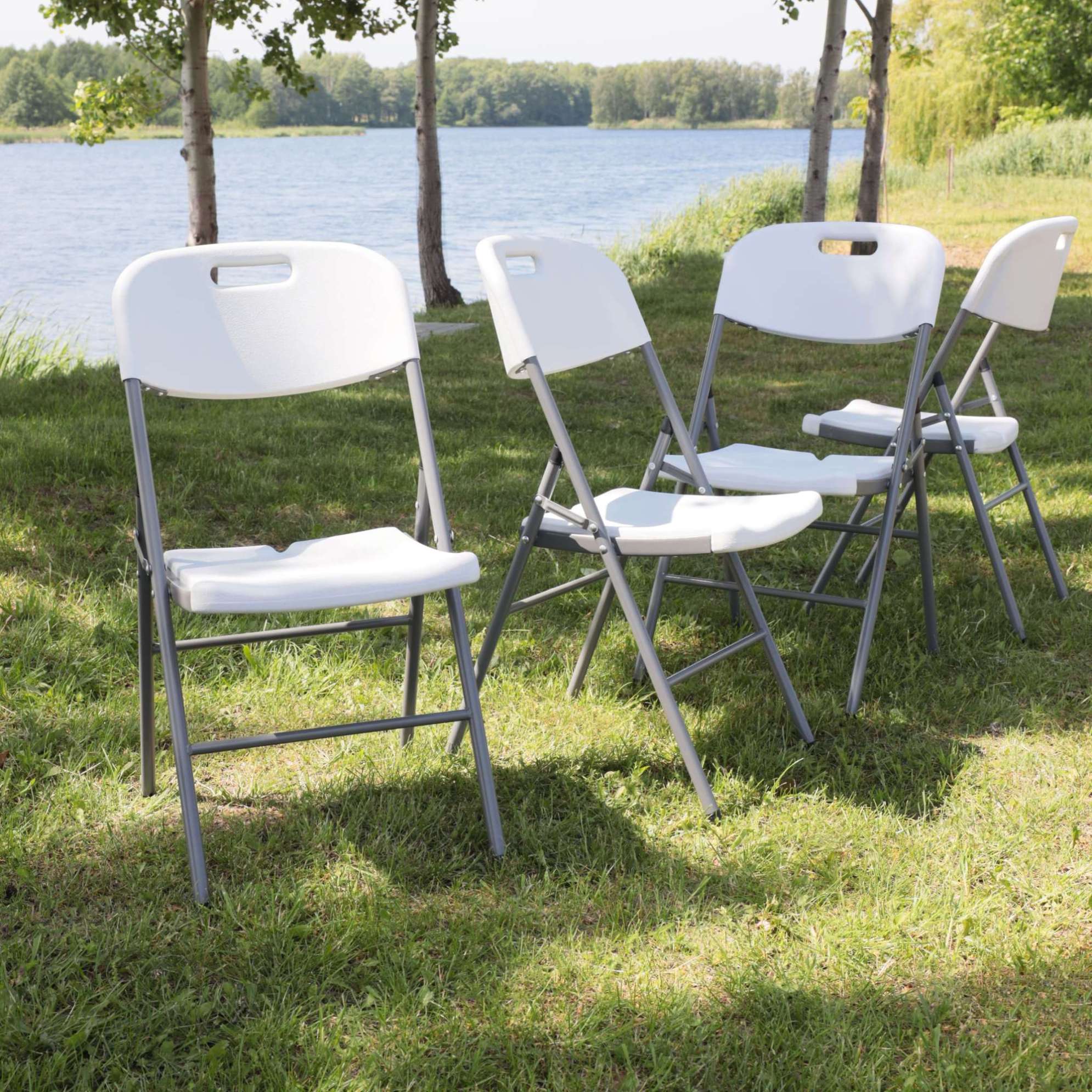 Стул садовый складной со спинкой, белый, hdpe-пластик