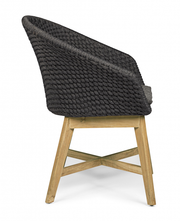 Кресло плетеное с подушкой Coachella натуральный, антрацит