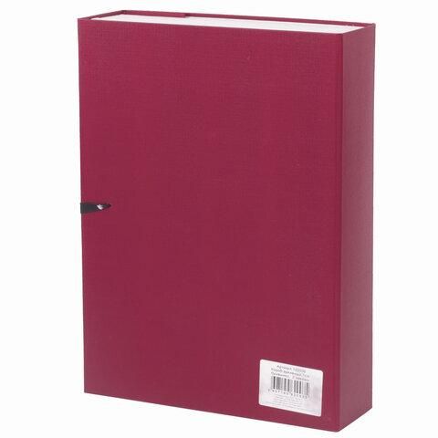 Короб архивный А4 (240х330 мм), 70 мм, 2 завязки, бумвинил, до 600 листов, бордовый, 122036