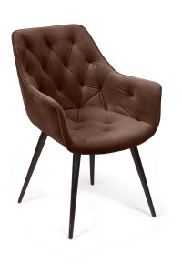 Стул Арчи поворотный 90 градусов, функция возврата, антишум, бархат коричневый 12, опора конус
