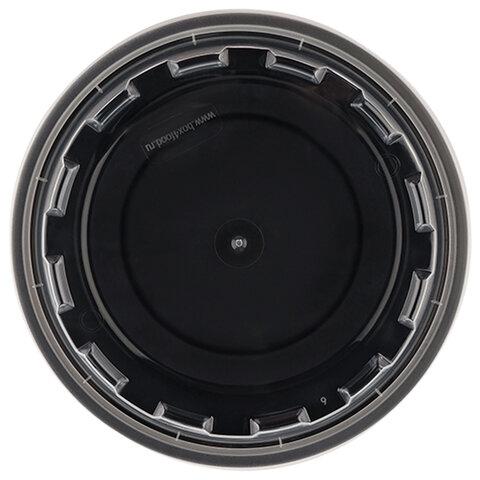 Контейнер одноразовый 950 мл, С КРЫШКОЙ, круглый, диаметр 172 мм, черный/прозрачный, ПП, ВЗЛП, 1265Ч