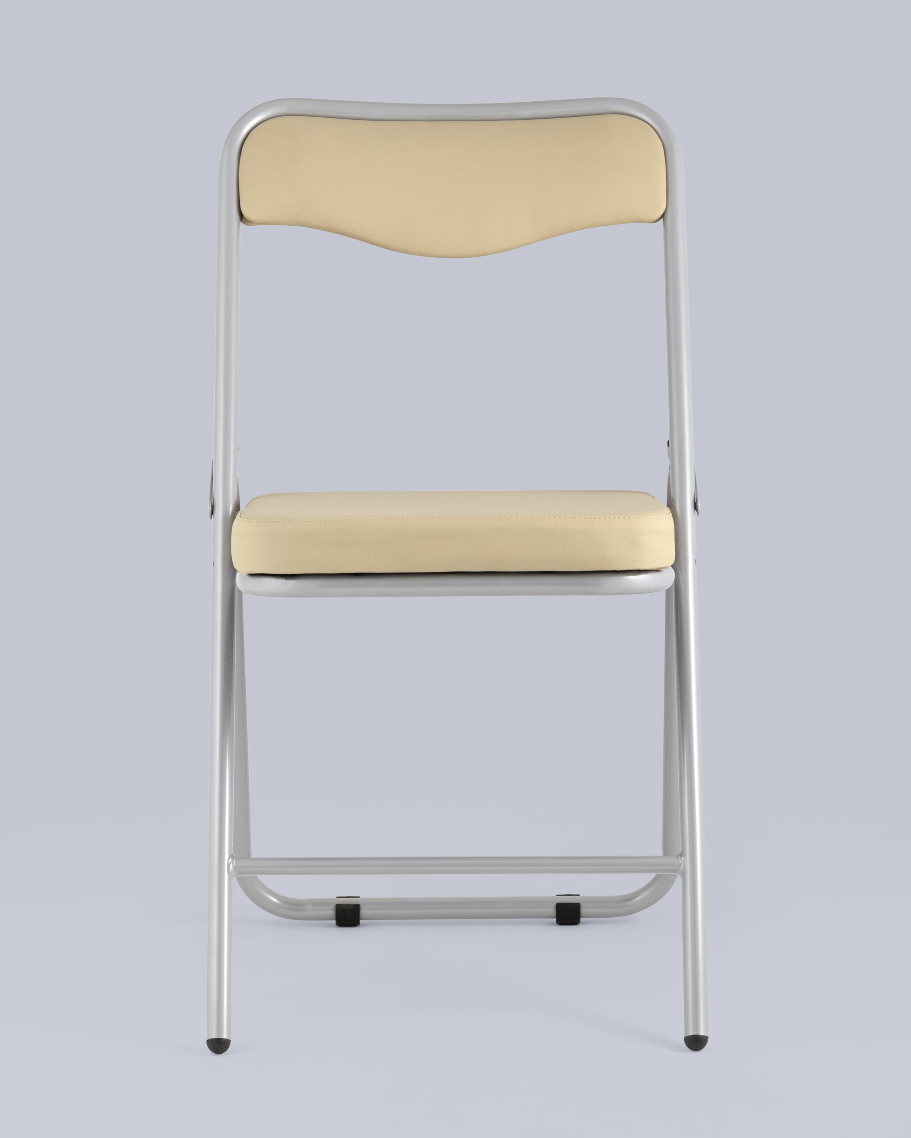 Складной стул Джонни экокожа кремовый каркас металлик