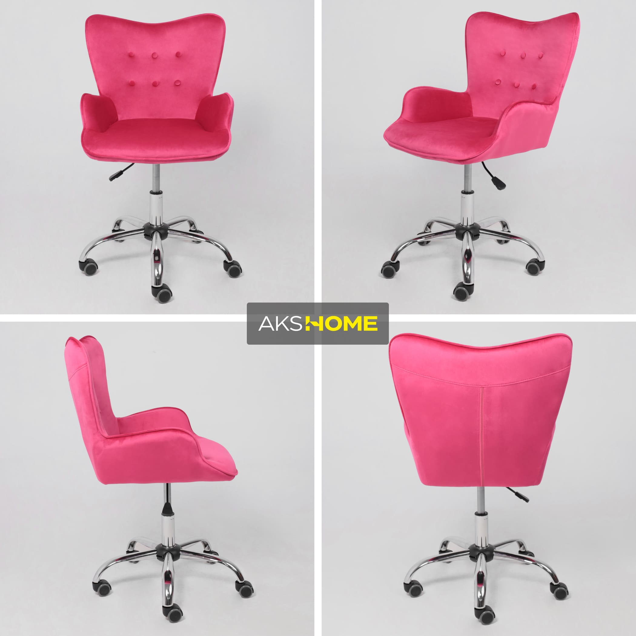 Кресло поворотное Bella, фуксия, велюр