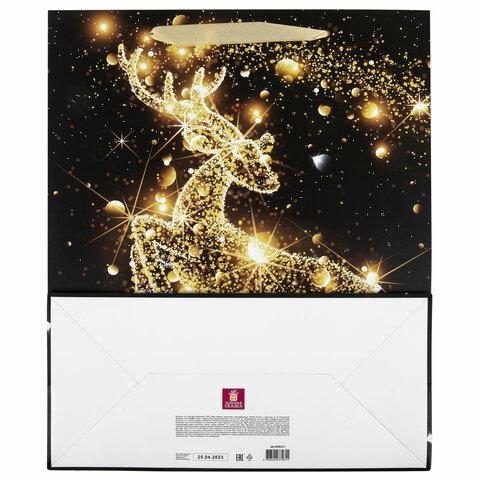 Пакет подарочный новогодний 26,5x12,7x33 см ЗОЛОТАЯ СКАЗКА "Midnight Deer", фольга, 608231