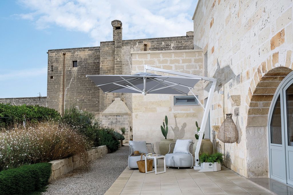 Зонт профессиональный 3.5х3.5 м Pompei Braccio белый, серый