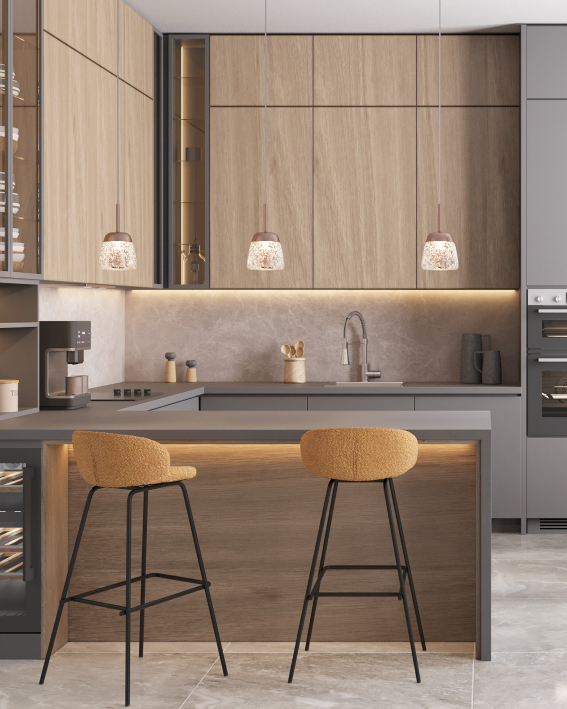 Стул барный Nita букле охра