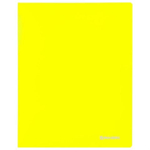 Папка с металлическим скоросшивателем и внутренним карманом BRAUBERG "Neon", 16 мм, желтая, до 100 листов, 0,7 мм, 227465
