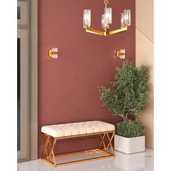 Банкетка ИНСИГНИЯ велюр бежевый сталь золото